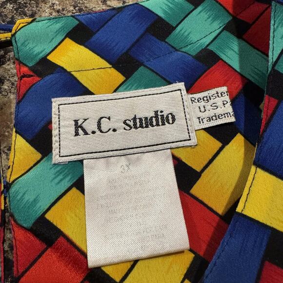 Top Vintage Boho 70s Festival Abstract Pride Rainbow Retro Statement Artsy 3X - Picture 3 of 6